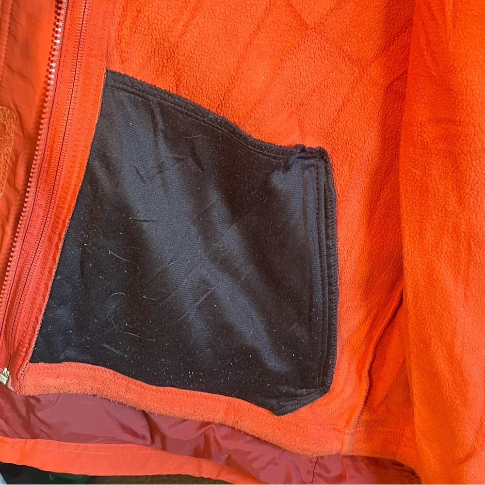 L.L. Bean Women’s Size Medium Coat Jacket Orange Zip Up Hooded 2 in 1 Flannel - Picture 6 of 8